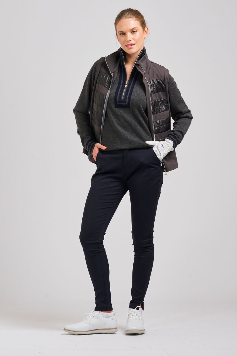 The Sawgrass Cashmere Cotton Sweater - Charcoal / Navy