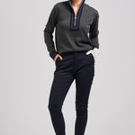 The Sawgrass Cashmere Cotton Sweater - Charcoal / Navy