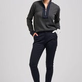 The Sawgrass Cashmere Cotton Sweater - Charcoal / Navy
