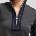 The Sawgrass Cashmere Cotton Sweater - Charcoal / Navy